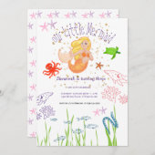 ウォーターカラーマーメイド誕生日 招待状 (正面/裏面)