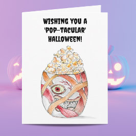 ウォーターカラーミイラポップコーン ハッピーハロウィン カード