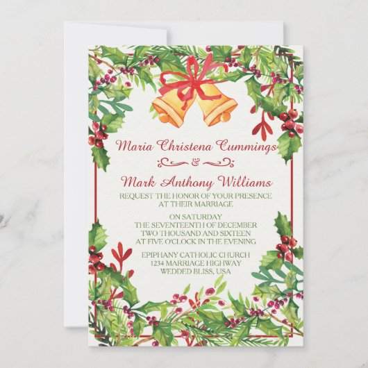 ウォーターカラーミスタントーホリデー結婚式招待状 招待状 (正面)