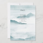 ウォーターカラーミスティティール（緑がかった色）マウンテンウェディング招待 招待状 (裏面)
