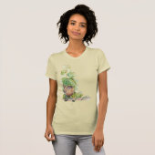 ウォーターカラーミソサザイ鳥 葡萄園 葡萄 葉 ワイナリー Tシャツ (正面フル)
