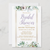 ウォーターカラーミッドサマーフローララベンダーブライダルシャワー 招待状 (正面)