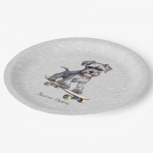 ウォーターカラーミニチュアシュナウザー紙プレート ペーパープレート (アングル)