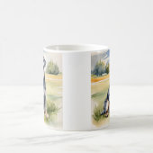 ウォーターカラーミニチュアシュナウザー – ドッグアートプリント コーヒーマグカップ (中央)