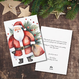 ウォーターカラーミニマリストサンタバッグ企業のクリスマス シーズンカード