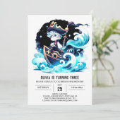 ウォーターカラーミニマリストパイレーツ誕生日 招待状 (スタンド正面)