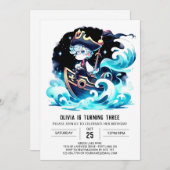 ウォーターカラーミニマリストパイレーツ誕生日 招待状 (正面/裏面)