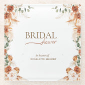 ウォーターカラーミニマリストボホチックウェディングシャワー ガラスコースター (正面)