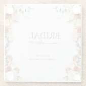 ウォーターカラーミニマリストボホチックウェディングシャワー ガラスコースター (裏面)