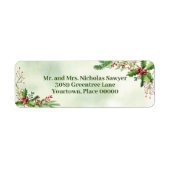 ウォーターカラーミングルクリスマスホリデー差出人住所 ラベル (正面)