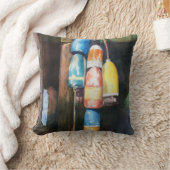 ウォーターカラーメインロブスターブイコースタルブルーイエロー クッション (ブランケット)