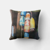 ウォーターカラーメインロブスターブイコースタルブルーイエロー クッション (裏面)