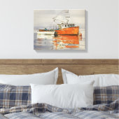 ウォーターカラーメイン魚釣りボートキャンバスコーストプリント キャンバスプリント (インサイチュ (寝室))