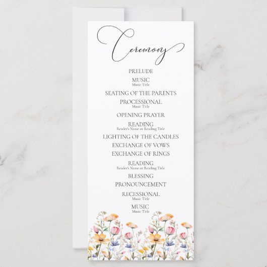 ウォーターカラーメドウワイルドフラワーズ結婚式 プログラム (正面)