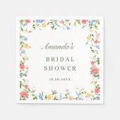 ウォーターカラーメドウワイルドフラワーボホブライダルシャワー スタンダードカクテルナプキン (正面)