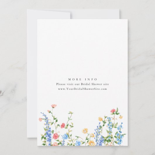 ウォーターカラーメドウワイルドフラワーボホブライダルシャワー 招待状 (裏面)