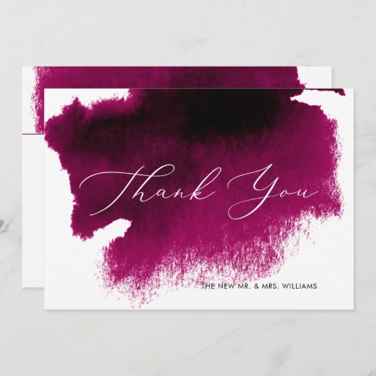 ウォーターカラーメロットレッドワインラグジュアリーサンキューカード 招待状 (正面/裏面)