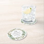 ウォーターカラーモノグラムのグ結婚リーズコースター ラウンドペーパーコースター (インサイチュ)
