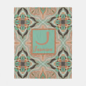 ウォーターカラーモロッコパステルパーソナライズされたフローラ フリースブランケット (正面)