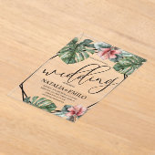 ウォーターカラーモンステラブランチグリーナリー結婚ズ アクリル招待状 (レイダウン)