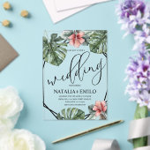 ウォーターカラーモンステラブランチグリーナリー結婚ズ アクリル招待状 (インサイチュ (ウェディング))