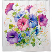 ウォーターカラーモーニンググローリー魔法 シャワーカーテン (正面)