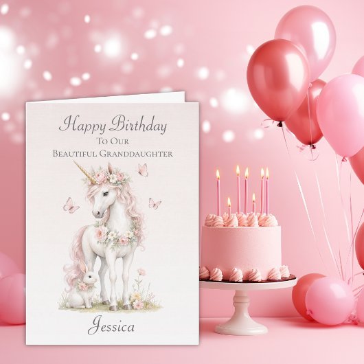 ウォーターカラーユニコーン孫娘の誕生日カード カード