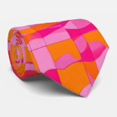 ウォーターカラーユニークラグジュアリーオレンジピンクプリント ネクタイ (ロール)