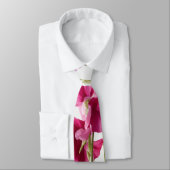 ウォーターカラーユニークラグジュアリーピンクフラワープリント ネクタイ (タイ)
