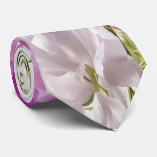 ウォーターカラーユニークラグジュアリーピンクフラワープリント ネクタイ (ロール)