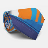 ウォーターカラーユニークラグジュアリーブルー金ゴールドプリント ネクタイ (ロール)