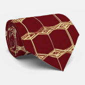 ウォーターカラーユニークラグジュアリーマルーン金ゴールドプリント ネクタイ (ロール)