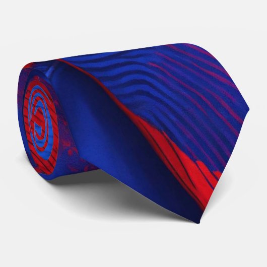 ウォーターカラーユニークラグジュアリーレッドブループリント ネクタイ (ロール)