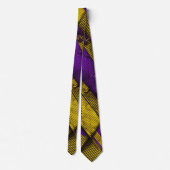 ウォーターカラーユニークラグジュアリー金ゴールドパープルプリント ネクタイ (裏面)