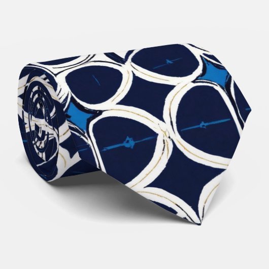 ウォーターカラーユニークラグジュアリー金ゴールドブループリント ネクタイ (ロール)