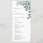ウォーターカラーユーカリの葉の結婚式 プログラム (正面)