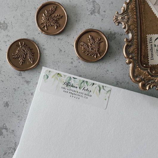 ウォーターカラーユーカリグリーナリー差出人住所  ラベル