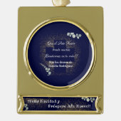 ウォーターカラーユーカリフェリモダンズナビダッドグリッター ゴールドプレートバナーオーナメント (正面)