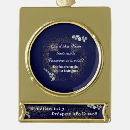 ウォーターカラーユーカリフェリモダンズナビダッドグリッター ゴールドプレートバナーオーナメント