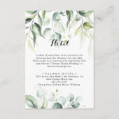 ウォーターカラーユーカリプトゥスグリーンリーカリグラフィーホテル エンクロージャーカード (正面)