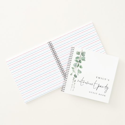 ウォーターカラーユーカリプトゥスリタイアメントパーティーゲストブック ノートブック (内部)