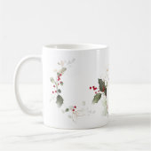 ウォーターカラーユーカリプトゥーホリーベリーグリッターホリデイ コーヒーマグカップ (左)