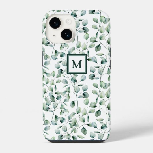 ウォーターカラーユーカリ柄 iPhoneケース (裏面)