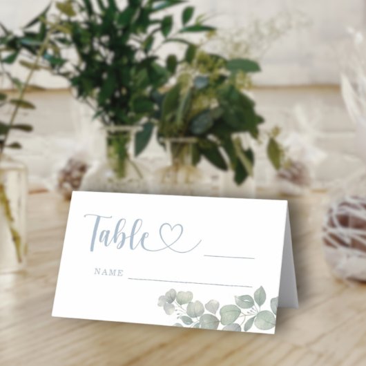 ウォーターカラーユーカリ ダスティブルーの結婚式 プレイスカード
