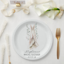 ウォーターカラーユーカリ&ホワイトドレスブライダルシャワー