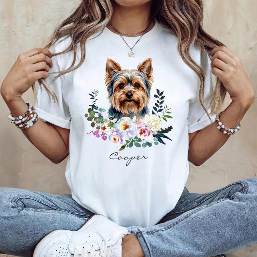 ウォーターカラーヨークシャテリア Tシャツ