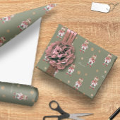 ウォーターカラーヨークシャーテリアカスタムクリスマス ラッピングペーパー