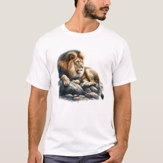 ウォーターカラーライオン Tシャツ (正面)