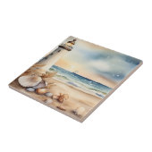 ウォーターカラーライトハウスとビーチ タイル (側面)