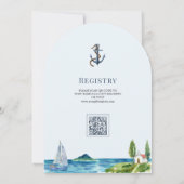 ウォーターカラーライトハウスアー航海のチベビーシャワー 招待状 (裏面)